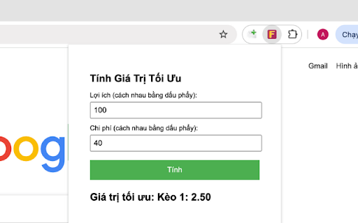Tính Giá Trị Tối Ưu  from Chrome web store to be run with OffiDocs Chromium online