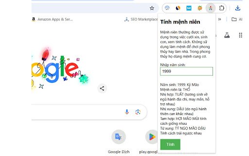 Tính mệnh niên  from Chrome web store to be run with OffiDocs Chromium online