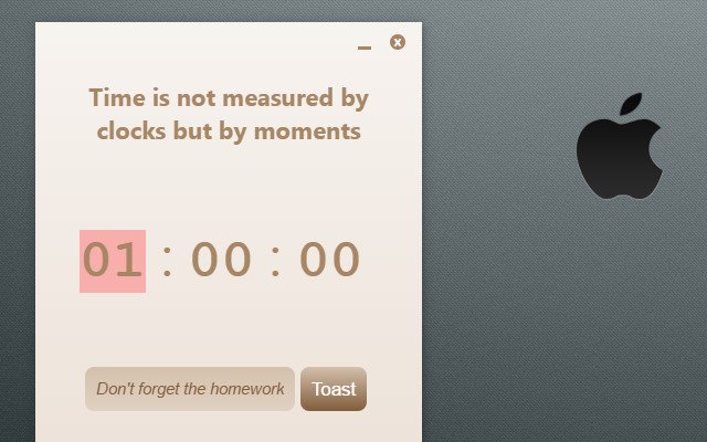 Toast timer Countdown timer  from Chrome web store to be run with OffiDocs Chromium online