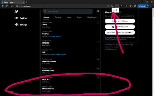Toggle Twitter Login Banner  from Chrome web store to be run with OffiDocs Chromium online