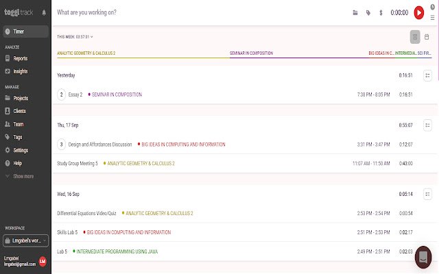 Toggl Legacy Style  from Chrome web store to be run with OffiDocs Chromium online