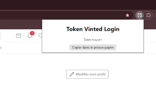 Token Vinted Login  from Chrome web store to be run with OffiDocs Chromium online