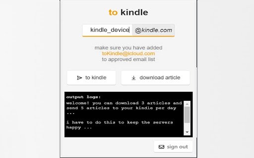 to kindle  from Chrome web store to be run with OffiDocs Chromium online