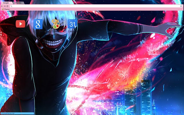 Tema Tokyo Ghoul Colorful Kaneki 1280x720 dari toko web Chrome untuk dijalankan dengan OffiDocs Chromium online