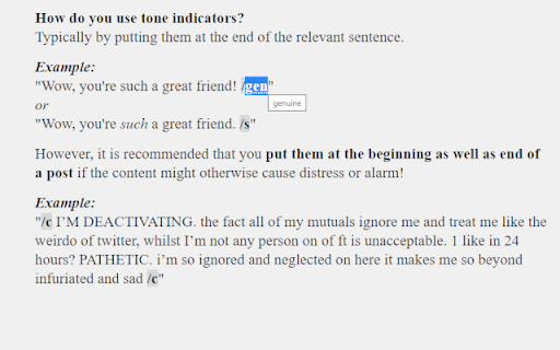 Tone Indicators Explained from Chrome web store to be run with OffiDocs Chromium online Tone Indicators Explained from Chrome web store to be run with OffiDocs Chromium online