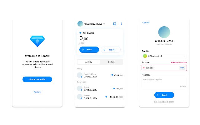 Tonex Wallet dal Chrome Web Store da eseguire con OffiDocs Chromium online