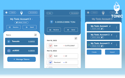 Tonic Wallet  from Chrome web store to be run with OffiDocs Chromium online