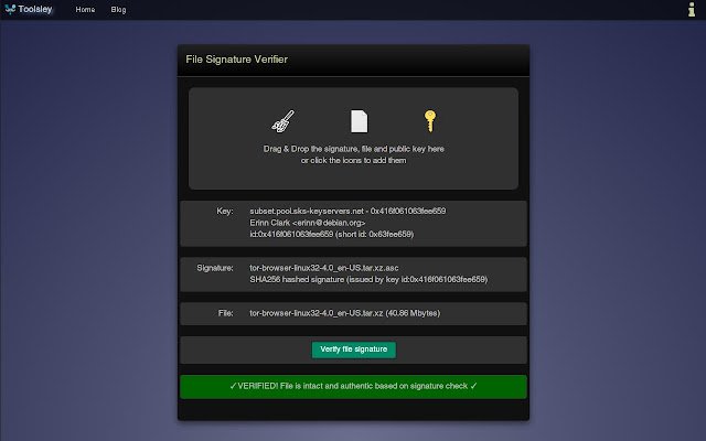 Toolsley File Signature Verifier  from Chrome web store to be run with OffiDocs Chromium online