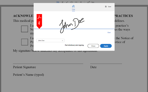 Topaz Adobe Sign Extension  from Chrome web store to be run with OffiDocs Chromium online