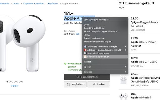 Toppreise.ch Search  from Chrome web store to be run with OffiDocs Chromium online