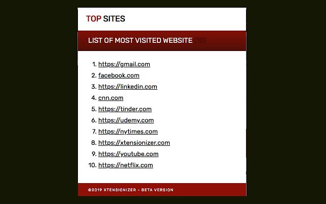 Topsites  from Chrome web store to be run with OffiDocs Chromium online