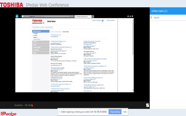 Hội nghị web Toshiba từ cửa hàng trực tuyến Chrome sẽ được chạy trực tuyến với OffiDocs Chrome