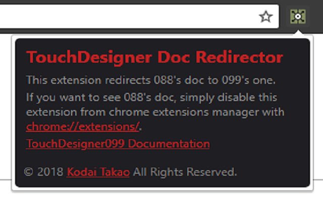 TouchDesigner Doc Redirector de Chrome web store para ejecutarse con OffiDocs Chromium en línea