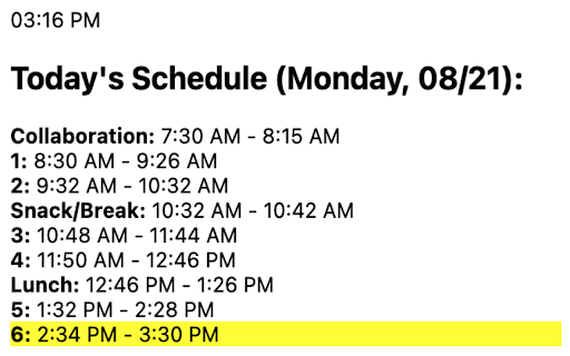 Trabuco Hills High School Bell Schedule  from Chrome web store to be run with OffiDocs Chromium online