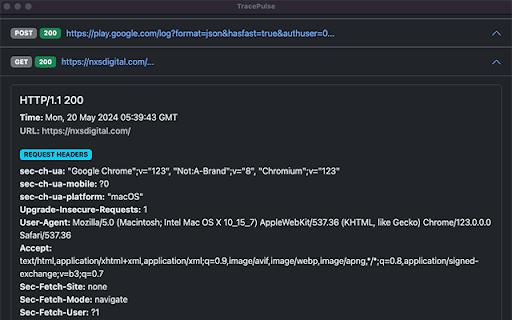 TracePulse  from Chrome web store to be run with OffiDocs Chromium online