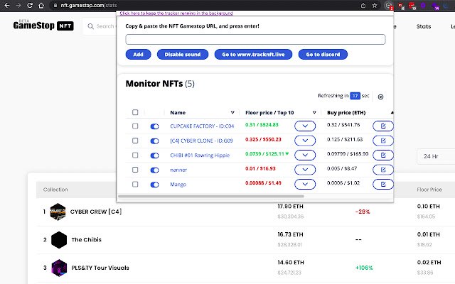 Track GameStop NFT Live!  from Chrome web store to be run with OffiDocs Chromium online