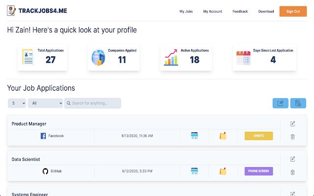 trackjobs4.me  from Chrome web store to be run with OffiDocs Chromium online