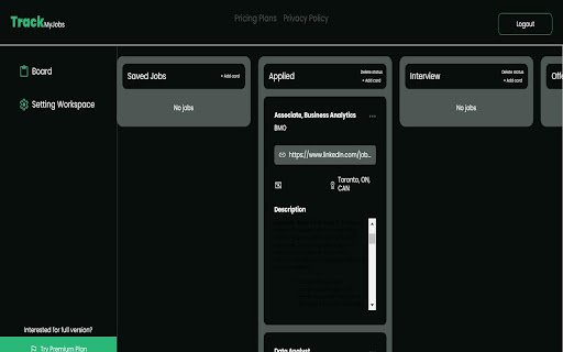 Track My Jobs  from Chrome web store to be run with OffiDocs Chromium online