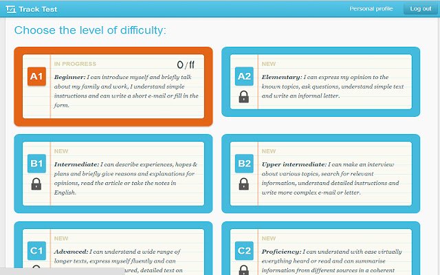 TrackTest English Online CEFR Test  from Chrome web store to be run with OffiDocs Chromium online