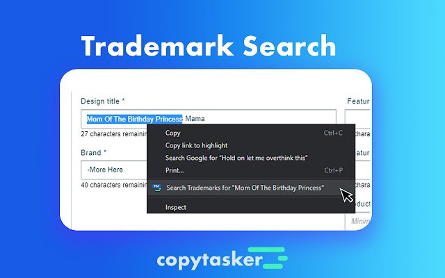 Carian tanda dagangan Cetak atas Permintaan Copytasker daripada kedai web Chrome untuk dijalankan dengan OffiDocs Chromium dalam talian
