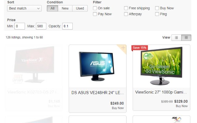 Trade Me price filter  from Chrome web store to be run with OffiDocs Chromium online