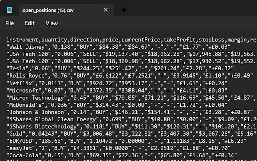 Trading 212 CFD Export Open Positions  from Chrome web store to be run with OffiDocs Chromium online