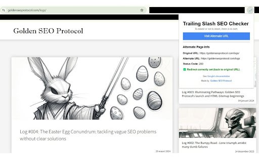 Trailing Slash SEO Checker  from Chrome web store to be run with OffiDocs Chromium online
