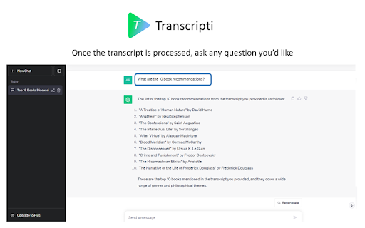 Transcripti  from Chrome web store to be run with OffiDocs Chromium online