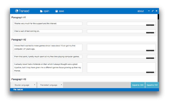 Transed  from Chrome web store to be run with OffiDocs Chromium online