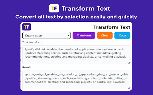 Transform Text  from Chrome web store to be run with OffiDocs Chromium online