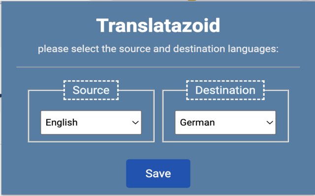 Translatazoid  from Chrome web store to be run with OffiDocs Chromium online
