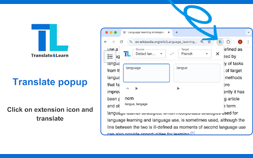 Translate and Learn  from Chrome web store to be run with OffiDocs Chromium online