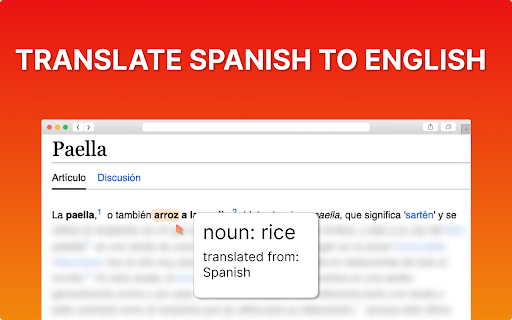 Translate Spanish to English  from Chrome web store to be run with OffiDocs Chromium online