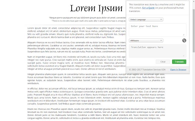 Translation Services USA Free Translator  from Chrome web store to be run with OffiDocs Chromium online