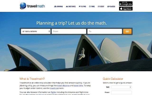 Travelmath ze sklepu internetowego Chrome do uruchomienia z OffiDocs Chromium online