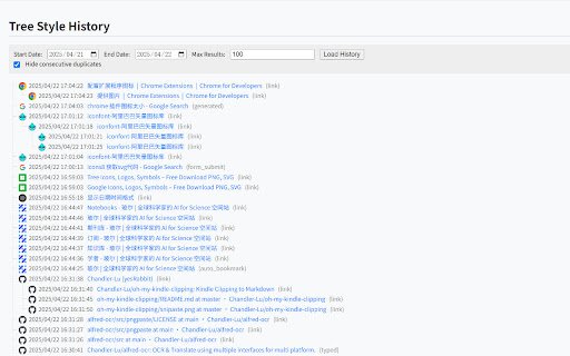 Tree Style History Viewer  from Chrome web store to be run with OffiDocs Chromium online