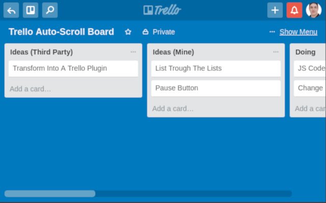 Trello Auto Scroll מחנות האינטרנט של Chrome להפעלה עם OffiDocs Chromium באינטרנט