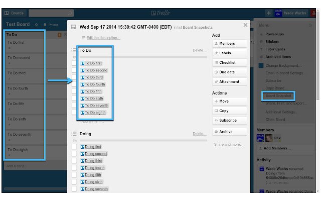 Trello Board Snapshot  from Chrome web store to be run with OffiDocs Chromium online