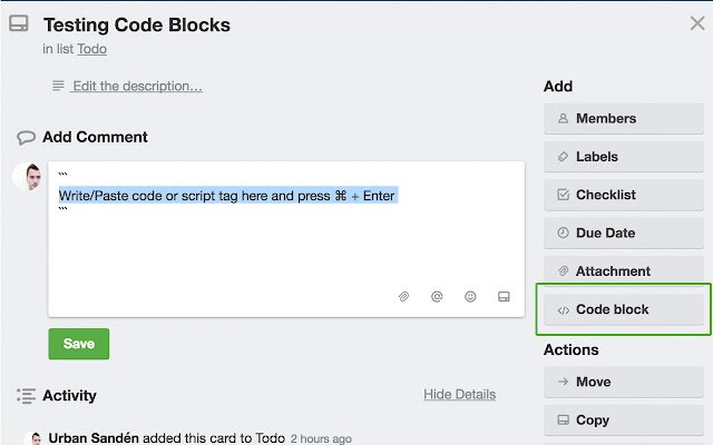 Trello Code Button  from Chrome web store to be run with OffiDocs Chromium online