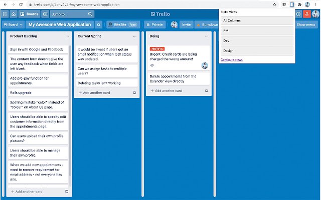 Trello Views  from Chrome web store to be run with OffiDocs Chromium online