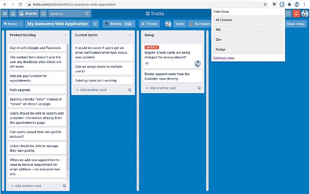 Trello Views daripada kedai web Chrome untuk dijalankan dengan OffiDocs Chromium dalam talian