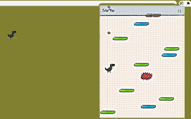 Gra T Rex Jump ze sklepu internetowego Chrome, którą można uruchomić za pomocą OffiDocs Chromium online