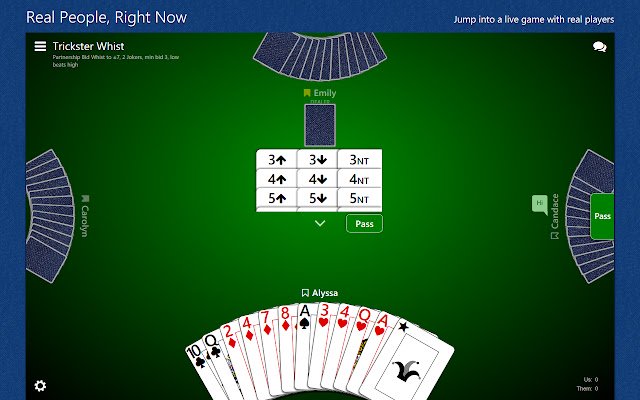 Trickster Whist  from Chrome web store to be run with OffiDocs Chromium online