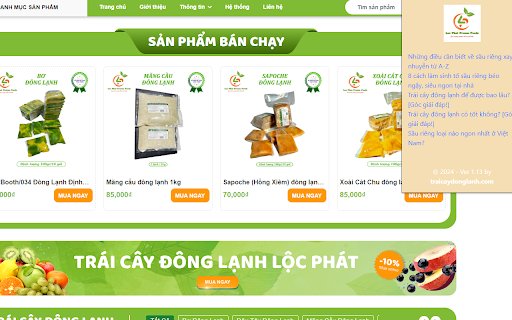 Trái cây đông lạnh  from Chrome web store to be run with OffiDocs Chromium online