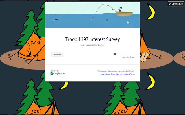 Khảo sát Troop 1397 từ cửa hàng Chrome trực tuyến sẽ được chạy trực tuyến với OffiDocs Chrome