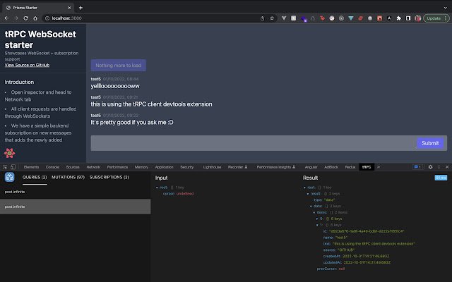 tRPC Client Devtools  from Chrome web store to be run with OffiDocs Chromium online