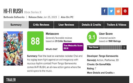 True Metacritic Score  from Chrome web store to be run with OffiDocs Chromium online