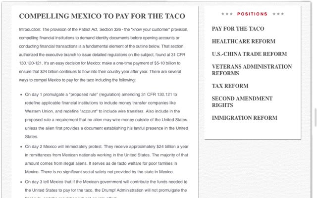 Trump Taco จาก Chrome เว็บสโตร์จะทำงานด้วย OffiDocs Chromium ทางออนไลน์