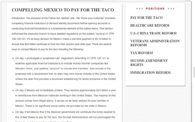 Trump Taco da Chrome Web Store será executado com o OffiDocs Chromium online