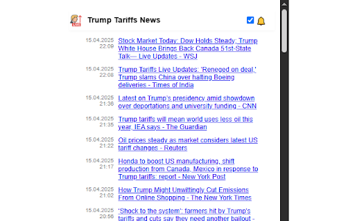 Trump Tariffs Live News  from Chrome web store to be run with OffiDocs Chromium online